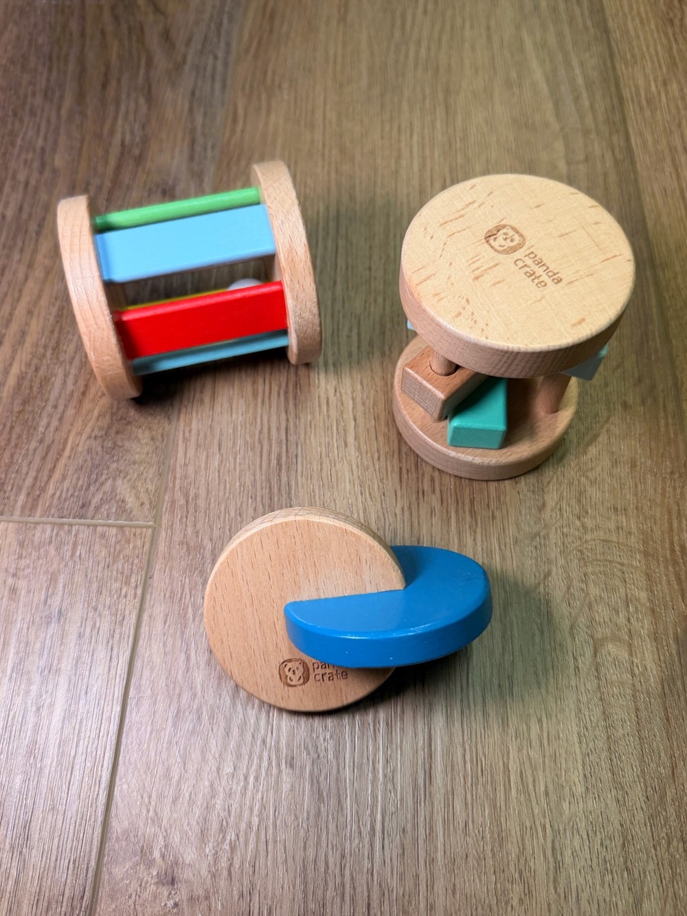 KiwiCo Panda Crate 3 Wooden Montessori Developmental Toy Rattles Transfer Discs